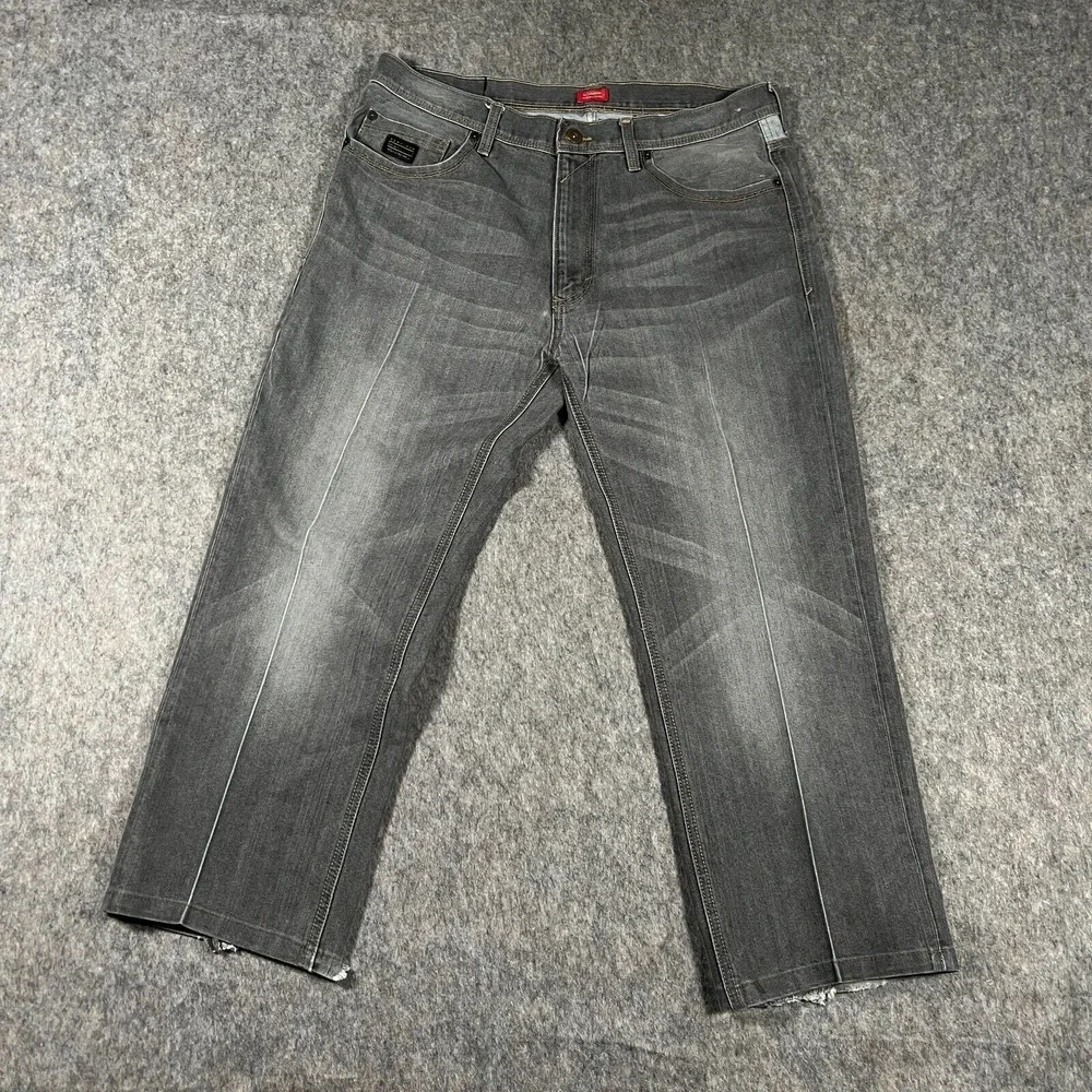 Sean John Hamilton Men's Straight Jeans Size 36x32 Gray‎ Denim Cotton Distressed